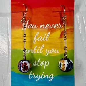 Colorful Glass Bead Drop Earrings